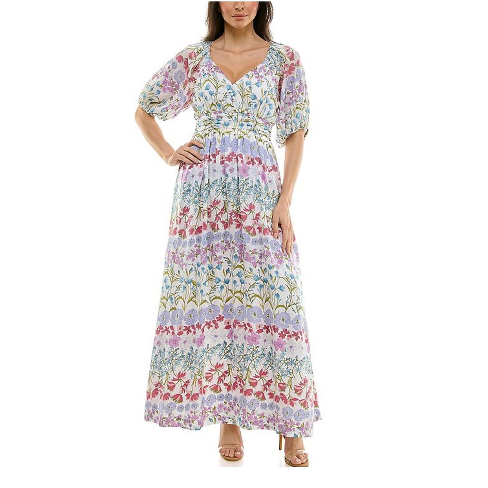 Women's Maison Tara Sweetheart Neck Printed Maxi Dress Size 10 NWT